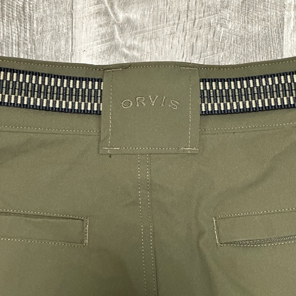 Men's ORVIS 40 XL Cargo Chino Khakis Shorts Olive Green Stretch Belted Flex NWOT - Picture 6 of 8